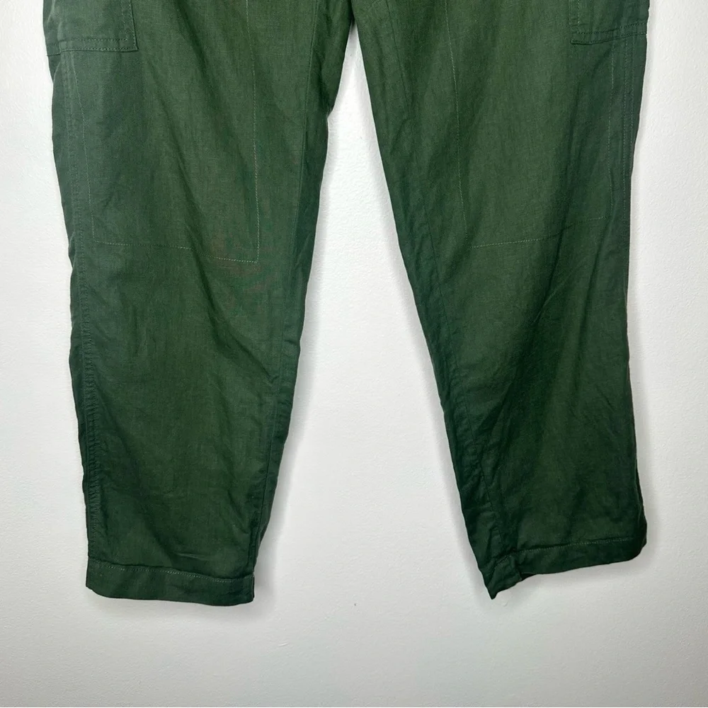 J. Crew Linen Blend Green Cargo Pants for Women Size 2